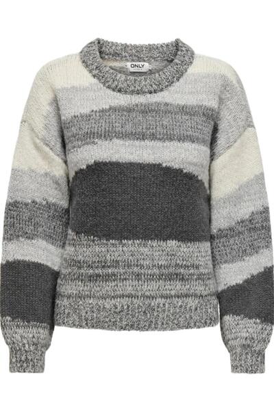 ONLY Onljenny Life Ls O-Neck Knt Gray 15327620