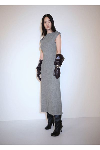 MANGO Woman Shoulder Molded Midi Dress