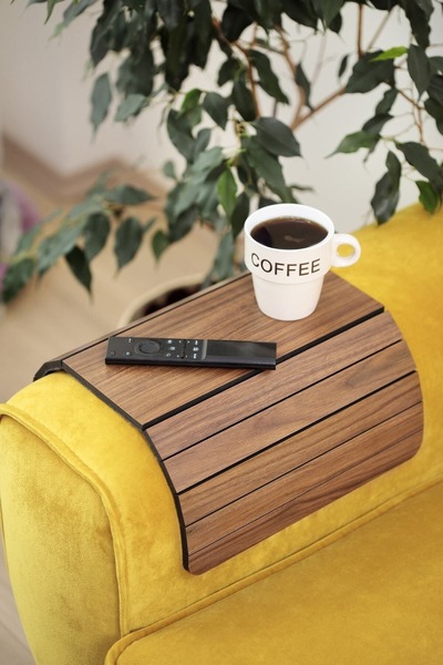 Asey Home Katlanabilir Ahşap Koltuk Kenarı Yan Sehpa Amerikan Servisi Portati...