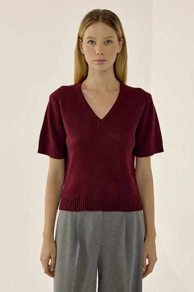Hiccup Pulover tricot cu mâneci scurte cu decolteu în V