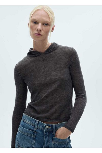 MANGO Woman Hooded Knitwear Sweater