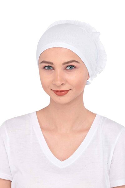 Genel Markalar Prenses Dantelli Fırfırlı Bone Pr-0009 | Beyaz