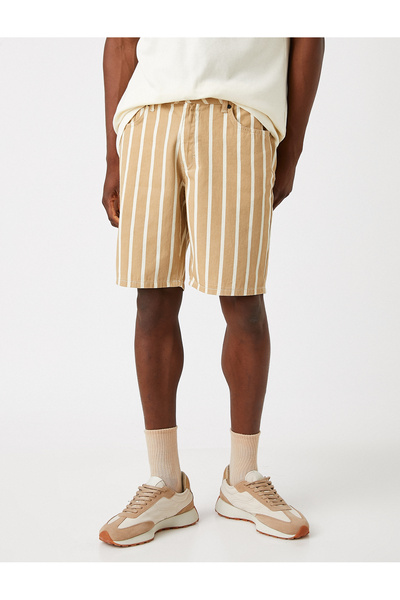 Koton Pruhované džínové šortky s kapsami