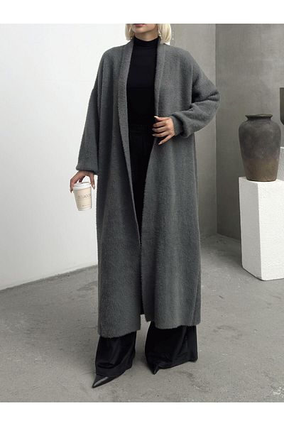 Olcay ANTRACIT 8245 Cardigan lung de tricotaj largi
