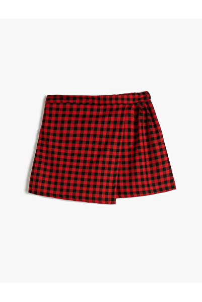 Koton Pantaloni scurți Fustă Înconjurătoare Talie Elastic Pliat Tuche Fabric