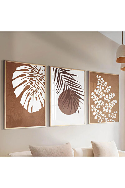 woodhomeworks Ahşap Çerçeveli 3 Lü Soyut Tablo Home Ev Salon Oturma Odası Yat...