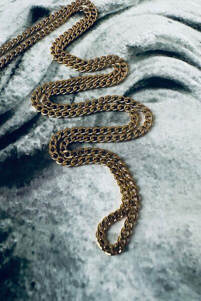 Medusa Accessories Gold Color 316L Stainless Steel 1St Class Cuban Chain Necklace 65cm Length 2mm Thickness