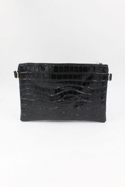 Chantaky Чанта тип клъч от черна лачена кожа, модел крокодил, P1500