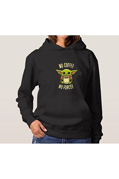 LELVANİ Negru No Coffee No Forcee Printed Femei Bărbați Oversize Hanorac cu g...