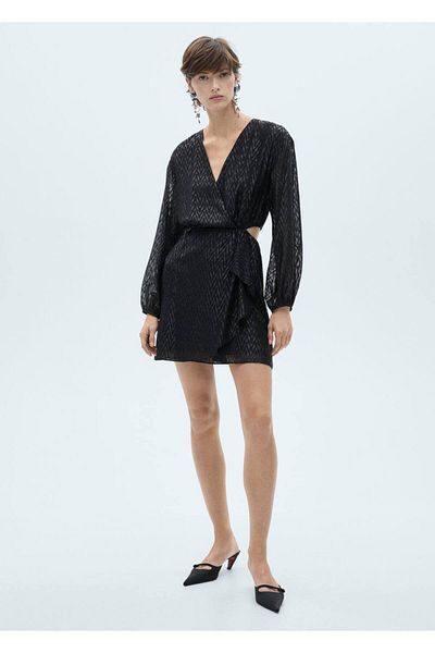 MANGO Woman Side Slit Wrap Dress