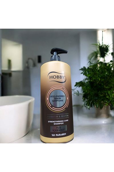 Hobby 1 L Strengthening Care Shampoo - Keratin and Biotin, Salt Free