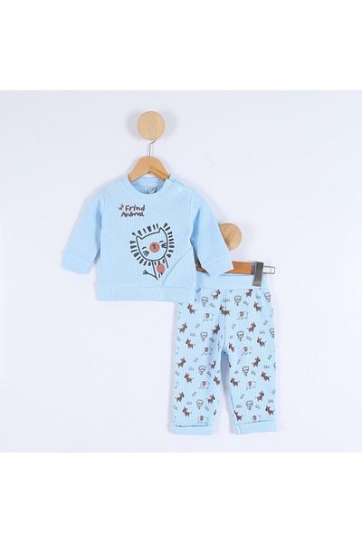 TRENDİMİZBİR Blue Double Suit with Lion Pattern for Baby Boy