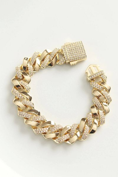 Ürün Evim Gold Colored Vip Series - Brass Zircon Stone Gourmet Bracelet