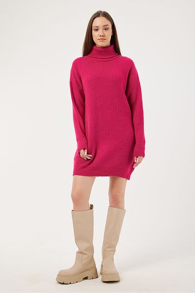 POODLE Rochie mini cu gât țesut cu nervuri pentru femei