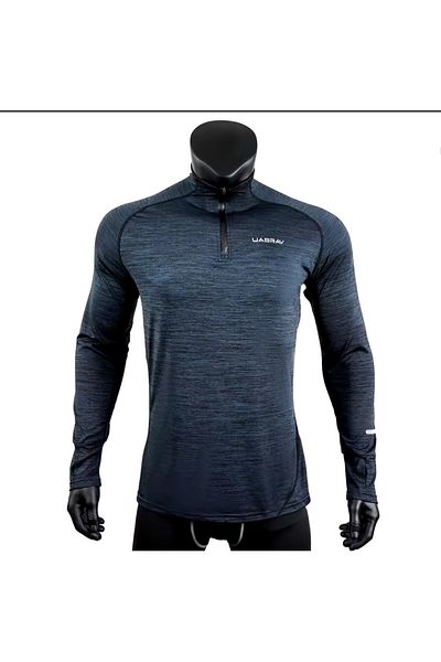 uabrav Спортни тениски с дълъг ръкав Dri-Fit - 1/4 цип и скрити ръкавици