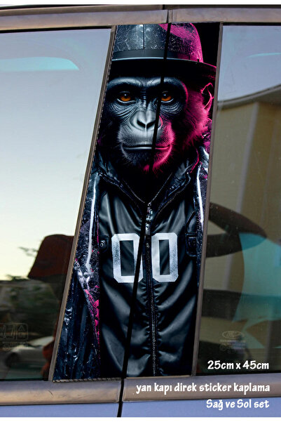Automod Rapper Monkey 2 Pieces of Sticker Door Post Covering Set Colorful Foi...