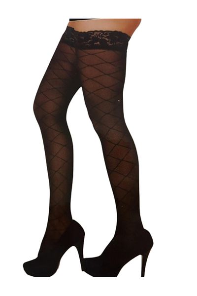 Bluewhs Women's Black Striped Lace Socks Without Garter