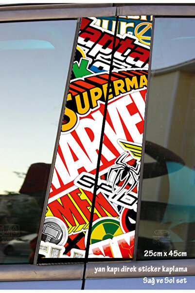 Automod مجموعة ملصقات للباب مكونة من قطعتين من Colorful Heroes - رقائق معدنية