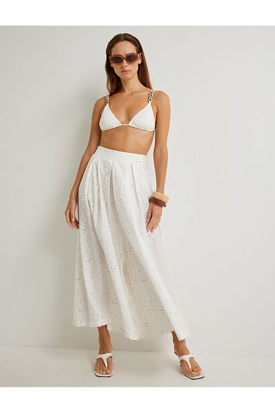 Koton Şahika Ercümen Jakobsmuschelhose – Hohe Taille, weites Bein, Taschenrock
