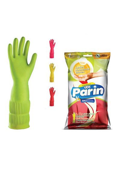 parın Parin Long Conch Latex Dishwashing and Cleaning Gloves, Large, 1 Pair