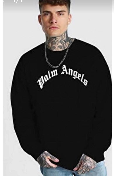 Palm Angels Combed Cotton 3 Thread Crew Neck Sweat 123421324