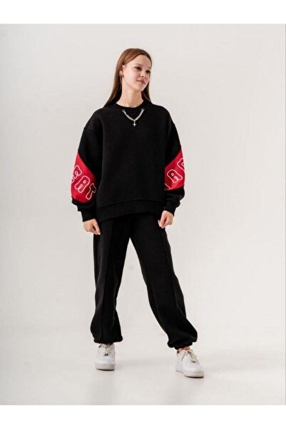 Zekids Κοριτσίστικο παντελόνι φούτερ με ραβδώσεις ψηλόμεσο με 3 κλωστές