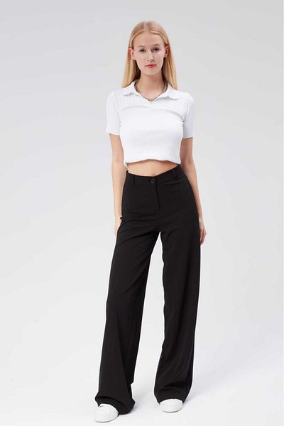 TunaBlogg Women's Zippered Wide Leg Palazzo Trousers Tn0111