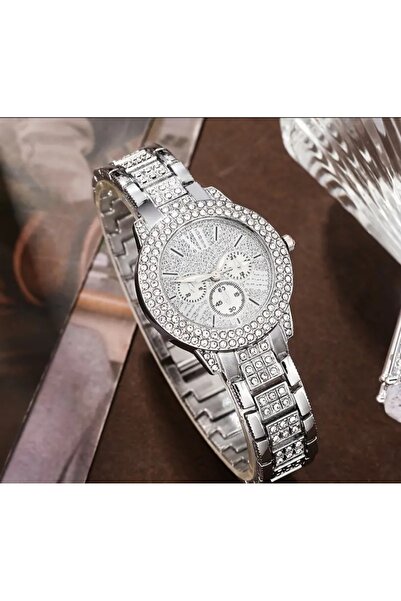 stainless steell VİP kuvars saat simli lüks 6 parça set