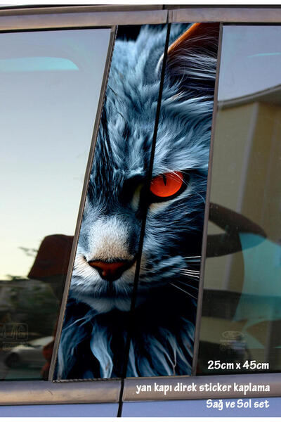 Automod مجموعة ملصقات ملونة مكونة من قطعتين من Angry Cat - رقائق تغطية للباب ...