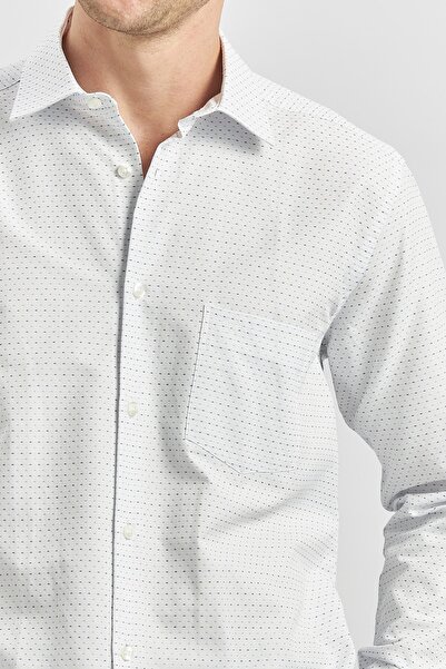 İmza Сорочка з довгими рукавами та темно-синім візерунком - модель 041, жорсткий комір, рукави з манжетами, класичний комфортний крій 1004240266