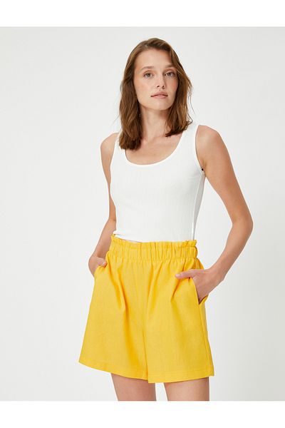 Koton Elastic Waist Shorts Viscose Linen Blend
