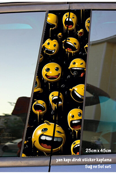 Automod مجموعة ملصقات ملونة مبتسمة وجوه مبتسمة مكونة من قطعتين - مجموعة تغطية...