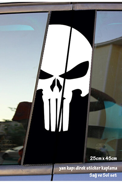 Automod iskelet kafa tası 2 adet sticker kapı direk kaplama takım set renkli ...