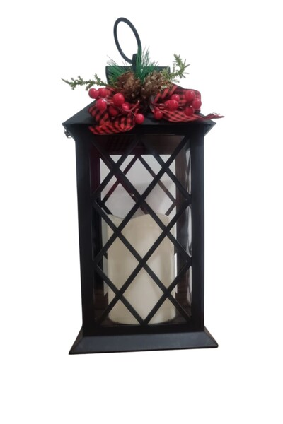 Genel Markalar Yılbaşı Temalı Mumlu Işıklı Süslemeli Fener Biblosu