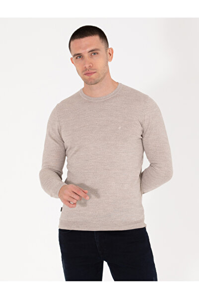 Pierre Cardin Taş Slim Fit Bisiklet Yaka Yün Karışımlı Basic Triko Kazak 5025...