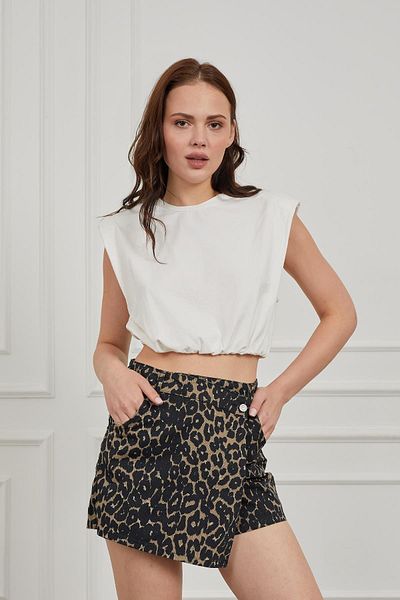 BarB Denim Leopard Patterned Short Skirt