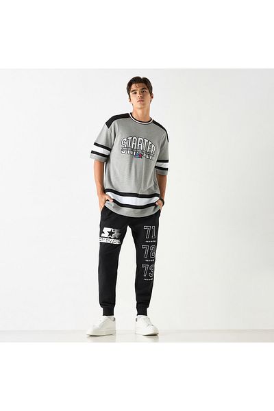 Starter Typographic Print T-shirt with Crew Neck and Short Sleeves