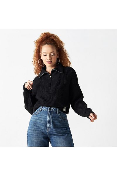 Lee Cooper Textured Pullover with Collar and Zip Closure