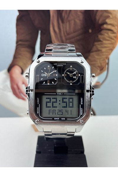 Lee Cooper Cornered Analog Digital Men's Wristwatch 5 Atm Waterproof