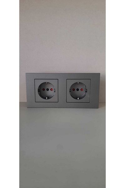 Creative Case Ovivo Anthracite Set of 2 Grounded Socket Grounded Socket Double Frame