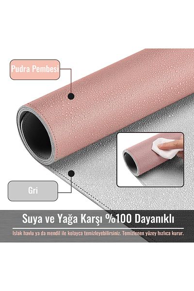 KlasseGear لوحة ماوس جلدية مزدوجة اللون للكمبيوتر المحمول مقاس 80 × 40 سم باللون الوردي والرمادي
