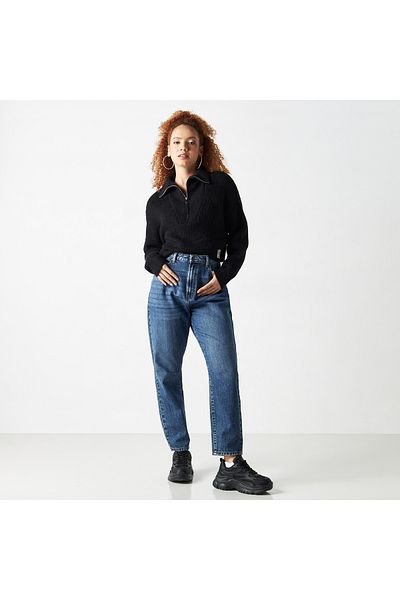 Lee Cooper Textured Pullover with Collar and Zip Closure