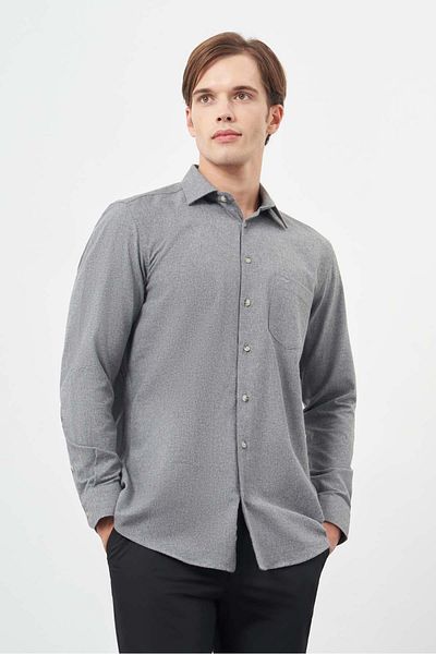 İmza Smoked Classic Comfort Fit πουκάμισο - μακρυμάνικο, μασίφ γκαμπαρντίνα, σκληρός γιακάς και βαμβάκι με τσέπες 1004245168