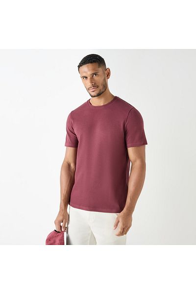 Iconic Textured Crew Neck T-Shirt with Short Sleeves