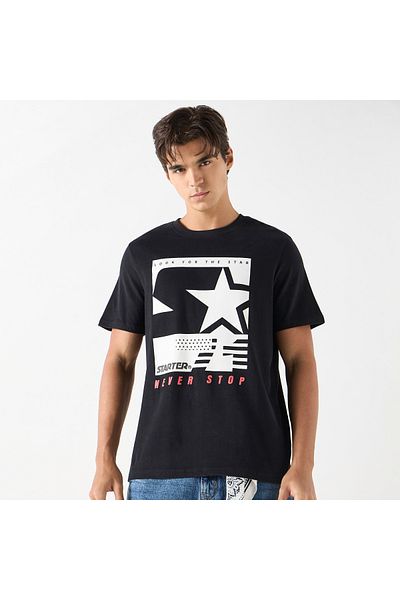 Starter Graphic Print Crew Neck T-Shirt with Short Sleeves