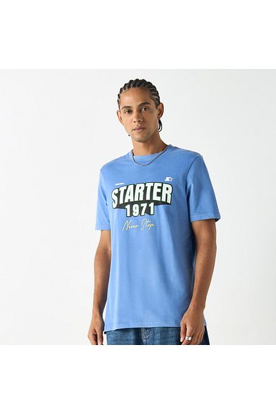 Starter Typographic Print T-shirt with Crew Neck and Short Sleeves