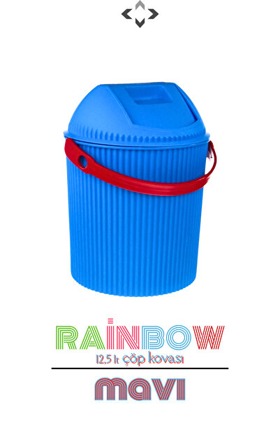 LİGROUND Rainbow 12.5 Lt Colorful Handle Lid Trash Can Kitchen Bathroom Children's Room Trash Can Cleaning Bucket