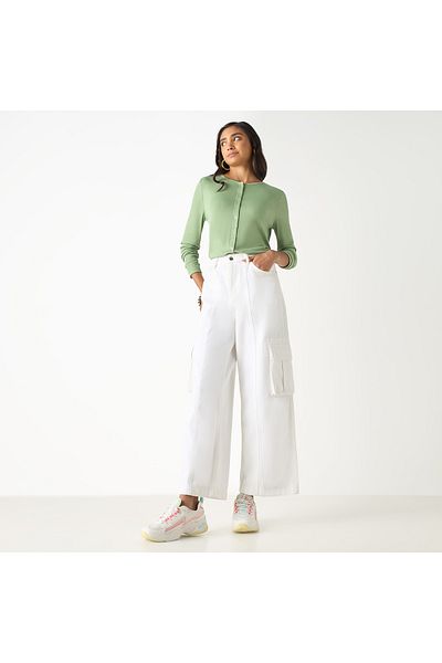 Lee Cooper Ribbed T-shirt with Round Neck and Long Sleeves