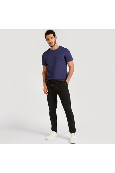 Iconic Textured Slim Fit T-shirt with Crew Neck and Short Sleeves