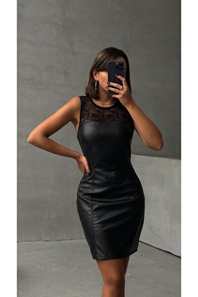 Kısmetin Butiği Kadın Siyah Dantel Detaylı Elbise New Collection A Kalite Fark Yaratır